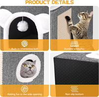 Chat pliable maison daim pliable chat lit pour animaux de compagnie lit 2 couches grande grotte pour chien planche à gratter boule moelleuse emballage en Carton