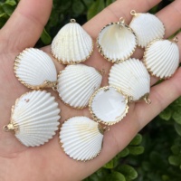Pendentif en coquille de conque plaqué or naturel, fait main, pour la création de colliers, bracelets et bijoux DIY