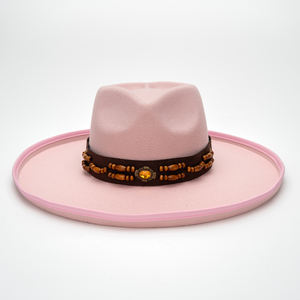 หมวกคาวบอยทรงแบนเรียบง่าย สไตล์ยุโรปอเมริกัน สีพื้น ขอบตกแต่ง  ขายดี สินค้ามาใหม่ สำหรับทุกเพศ - Product Image 2