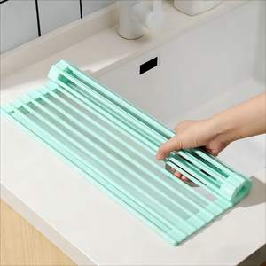 Panier de vidange pliable en silicone pour <span class=keywords><strong>évier</strong></span> de cuisine, grille de drainage enroulable pour comptoir - Product Image 3