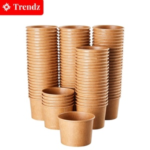 Trendz personalizzato monouso stampato zuppa tazza di carta Kraft ciotole per zuppa calda con coperchi