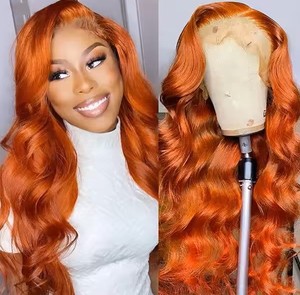 Pelucas de cabello humano frontal de encaje completo para mujer de <span class=keywords><strong>Vietnam</strong></span>, cuerpo largo naranja ondulado, rizo Jerry y encaje transparente de onda profunda - Product Image 2