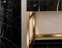 Meubles de salle de bain sur structure métallique, bases métalliques pour lavabos, finition bronze antique, pieds de meuble de toilette pour hôtel