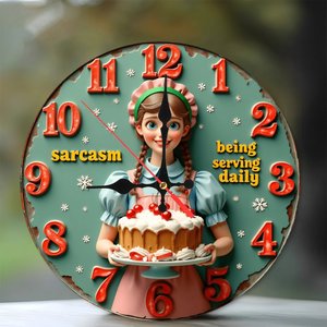 Round Wooden Wall <b>Clock</b> Retro Farm Design 25x25Cm Silent Non Ticking Countryside Home Decor - Product Image 1