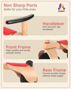 KRIDDO Vélo d'équilibre <span class=keywords><strong>en</strong></span> <span class=keywords><strong>bois</strong></span> pour bébé de 1 an, <span class=keywords><strong>roues</strong></span> larges pour une conduite stable et douce, cadeau de 12 mois à <span class=keywords><strong>3</strong></span> ans - Product Image 4