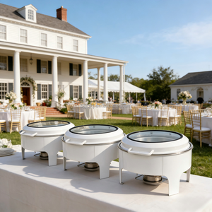 Plats de service de luxe personnalisés en acier inoxydable blanc pour la restauration hospitalière, chauffe-plats de buffet 6L à vapeur - Product Image 3