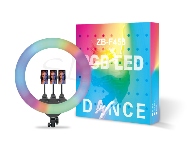 2024 New ZB-F458 18 Inch Voice Control Portable Selfie RGB LED Color Ring Light Kit Sizes 45cm for Livestream Tiktok Makeup