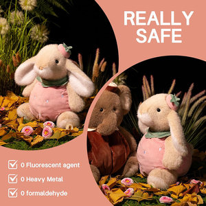 Yingii Mini Tail Soft Ears 14 Inch Pink Strawberry Costume Fat Rabbit Doll Nursery Room Gifts Bunny Plush Stuffed Animals Toy - Product Image 3