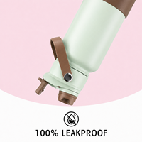 Bouteille d'eau sport isotherme de 1000 ml avec poignée, couvercle anti-fuite et large ouverture, en acier inoxydable, pour commandes personnalisées de marques
