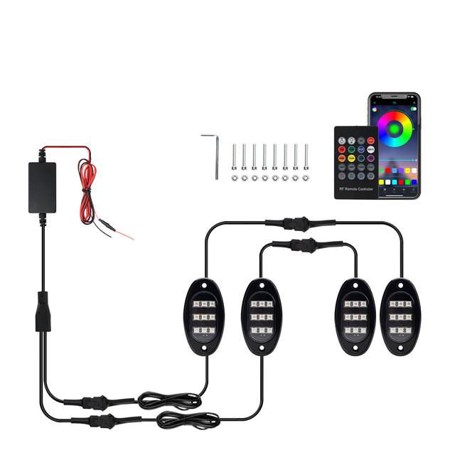 9 Led 12V Rock Lights Underglow App Remote Control Waterproof Colorful Light for Cars Trucks SUV Rock Lights Car Accessories