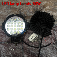 Luz de Trabajo LED de 12V, Luz de Conducción Redonda, Luz LED Súper Brillante para Camión o Tractor, 7 Pulgadas, 63W