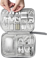 Tas penyimpanan perjalanan, tas penyimpanan dengan penutup ritsleting, Organizer poli tahan air untuk kotak penyimpanan Disk U Hard Drive kabel