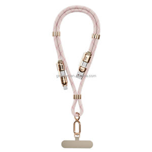 Cordón de teléfono 4 en 1, Cables de carga, collar Dacron ajustable, correa para teléfono móvil, cables USB C para <span class=keywords><strong>Samsung</strong></span> S24 iPhone 16 - Product Image 4