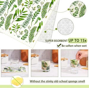 Serviettes à vaisselle de cuisine suédoise avec feuille <span class=keywords><strong>verte</strong></span> élégante et fraîche Six Pack Series <span class=keywords><strong>Serviette</strong></span> <span class=keywords><strong>en</strong></span> <span class=keywords><strong>papier</strong></span> réutilisable <span class=keywords><strong>en</strong></span> coton éponge - Product Image 2