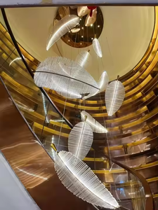 Lámpara de Techo Larga para Pasillo o Escalera, Lámpara Colgante de Plumas de Lujo para Vestíbulo de Hotel, Araña para Comedor con Techo Alto - Product Image 4