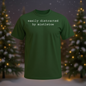 T-shirt « Facilement distrait par le mistletoe » pour les fêtes de Noël, idéal pour les groupes - Product Image 3