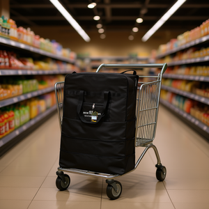 Eb Folding <b>Shopping</b> <b>Bag</b> 36-Inch Oxford Material With <b>Wheels</b> Zipper Closure For Grocery Use - Product Image 2