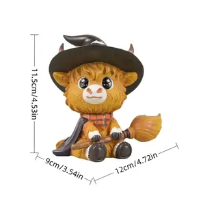 Estatua <span class=keywords><strong>de</strong></span> pareja <span class=keywords><strong>de</strong></span> toros Highland Wizard <span class=keywords><strong>de</strong></span> Halloween <span class=keywords><strong>de</strong></span> nuevo diseño con escoba y calabaza, decoración <span class=keywords><strong>de</strong></span> estilo hecho a mano <span class=keywords><strong>de</strong></span> resina bonita - Product Image 6