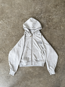 Sudaderas con capucha personalizadas de algodón 100% de alto gramaje con cremallera completa, estampadas DTG y serigrafiadas, para hombre, de corte holgado, estilo cropped, oversize y con hombros caídos. - Product Image 1