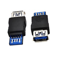 Adaptateur de transfert de données USB 3.0 A Femelle vers Mâle blindé anti-usure avec construction en plastique et métal noir/bleu