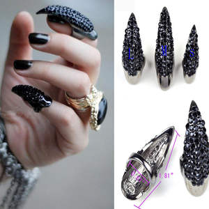 Squisito Punk gotico Cool Rock Eagle artiglio di cristallo strass diamante dito chiodo gancio anello gioielli - Product Image 2