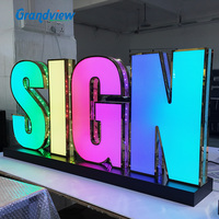Lettres lumineuses LED sur pied en acrylique, étanches IP65, télécommandées, multicolores pour bâtiments et centres commerciaux