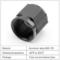 Racing Spec Aluminium Femelle AN3 Hardline Tube Écrou Raccord Poli Noir/Argent Haute Pression pour Conduites d'Huile Classe 4