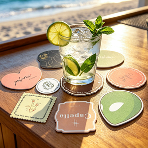 Posavasos de Papel Absorbente Impresos Personalizados, Posavasos de Cartón Desechables Gruesos, Redondos, Cuadrados y en Forma de Corazón para Bares, Hoteles, Restaurantes y Pubs - Product Image 1