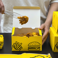 Boîte en papier personnalisée avec logo, biodégradable, écologique, jetable, pour la restauration rapide, les collations, les poulets frits, les hamburgers, les frites