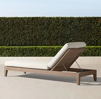 Chaise longue d'extérieur moderne en teck, imperméable, pour piscine, lit de jour, double, avec coussins, pour hôtel