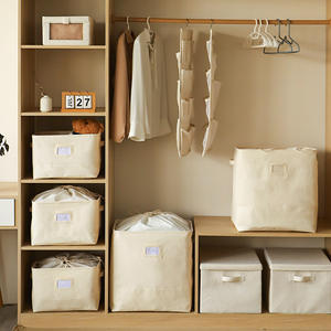 Cesta de Almacenamiento de Algodón Cotton Way, Rectangular, de Boca Abierta, Tamaño Mediano, Organizador de Ropa con Cordón, Diseño Antipolvo - Product Image 5