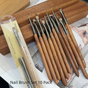 Ensemble de pinceaux à ongles à manche en bois, tête ronde, pour le gel et la peinture, pour le nail art professionnel - Product Image 5