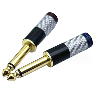 Enchufe macho mono chapado en oro de 6,35mm con conectores de audio de carcasa de fibra de carbono - Product Image 3