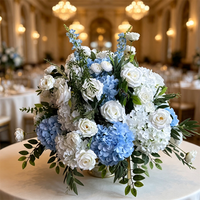 C-603 Vente en gros Magnifiques boules de fleurs en soie réalistes de 60 cm, roses et bleues, boules de fleurs de roses bleues pour centres de table