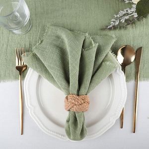 Servilleta de Gasa de Algodón Suave con Borde Deshilachado, Reutilizable, Colorida, para Decoración de Mesa de Comedor en Bodas y Fiestas, Hecha a Mano - Product Image 2