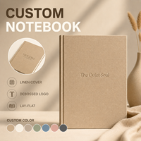 Journal guidé personnalisé LABON en lin – Agenda de bien-être et de pleine conscience avec questions quotidiennes, couverture rigide, logo gaufré – Cadeau de bien-être personnalisé