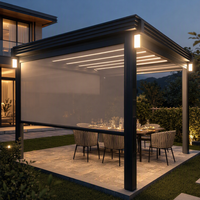 Pergola en aluminium à lames orientables avec télécommande intelligente, capteur de pluie mural, structure de balcon extérieure automatique thermolaquée pour jardin
