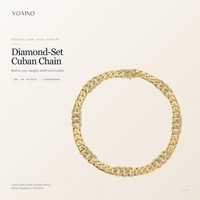 Collier chaîne cubaine serti de diamants, bijoux à maillons, largeur personnalisable, fermoir pour hommes et femmes