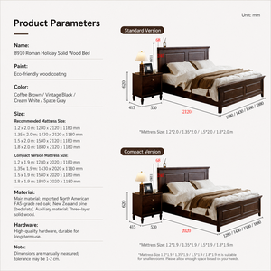 <span class=keywords><strong>Lit</strong></span> moderne en <span class=keywords><strong>bois</strong></span> massif de chêne rouge américain, taille king, luxueux et élégant, pour chambre principale. - Product Image 2