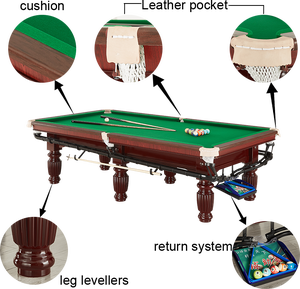 Mesa de Billar Americana Moderna de 8 y 9 Pies en Oferta, Nuevos Diseños Multifuncionales con Bolsillos de Cuero y Tablero de MDF - Product Image 6