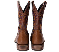 Bottes de cowboy occidentales pour hommes CHENO OEM avec logo personnalisé, bout carré, en cuir véritable, pour le rodéo