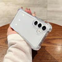 Étui de téléphone en TPU souple transparent anti-chute avec airbag renforcé aux quatre coins de luxe pour Samsung Galaxy S25 S24 S23 S22 S21 Ultra