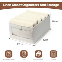 Étagère de rangement pliable en lin pour placard avec fenêtre transparente, bacs de rangement pour jeans et jouets, organisation de draps pour systèmes de garde-robe