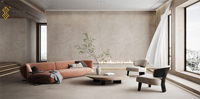 Dalle de pierre artificielle YUSHI beige, pierre frittée, finition mate, pour sol et mur de salle de bain