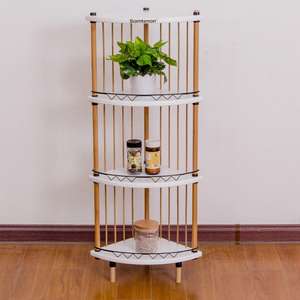 Estantería de esquina de bambú para libros, artículos diversos y plantas en maceta - Product Image 2