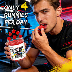 Gummies Protéinés en Gros : Isolat de Whey pour la Construction Musculaire et la Récupération, <span class=keywords><strong>Sans</strong></span> <span class=keywords><strong>Sucre</strong></span>, Facile à Transporter, Complément Sportif - Product Image 4