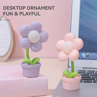 Veilleuse Fleur Mignonne en Pot, Applique Murale à Base Stable, Ornement Alimenté par Pile Bouton, Veilleuse en Pot