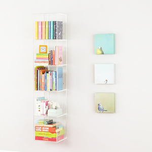 Treo Tường 5 khoang rõ ràng <span class=keywords><strong>Acrylic</strong></span> cuốn sách hiển thị Kệ <span class=keywords><strong>Acrylic</strong></span> cuốn sách hiển thị đứng perspex người giữ cuốn sách - Product Image 1