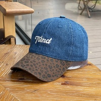 Casquette de baseball unisexe en denim PVC brodé 6 panneaux, style coréen, visière large amincissante, pour couple, danse urbaine, 2026