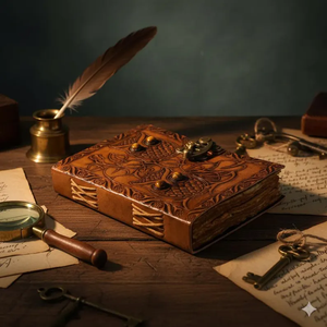 Carnet en cuir gaufré <span class=keywords><strong>Hibou</strong></span> de la Sagesse avec fermoir en laiton, journal fait main vintage, carnet de voyage, cadeau - Product Image 2